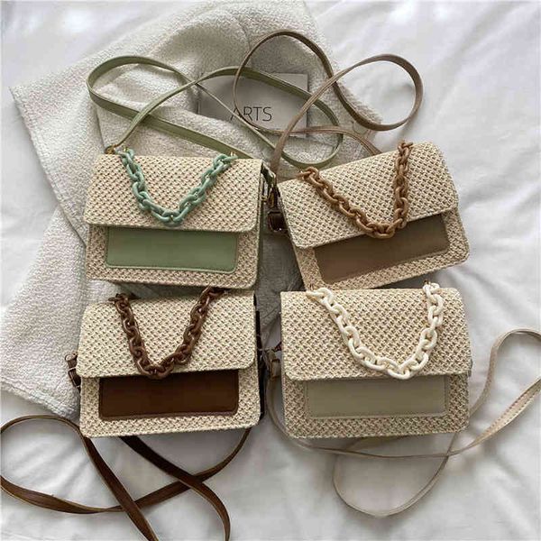 fashion straw women shoulder messenger bag handbag woven female acrylic chain pu small square purse cross-body bag g220517
fashion straw women shoulder messenger bag handbag woven female acrylic chain pu small square purse cross-body bag g220517
