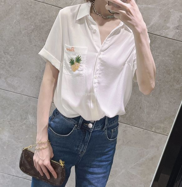 women's polos chunyuan 21 summer fadan niche brand pineapple embroidery heavy industry silk short sleeved shirt women, White
women's polos chunyuan 21 summer fadan niche brand pineapple embroidery heavy industry silk short sleeved shirt women, White
