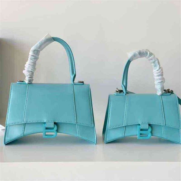 designer balenciga handbag selling blue sky blue full leather women's bag hourglasss bag portable messenger bag quality