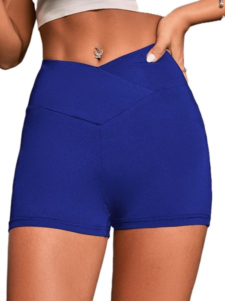 asymmetrical waist biker shorts a54i#, White;black