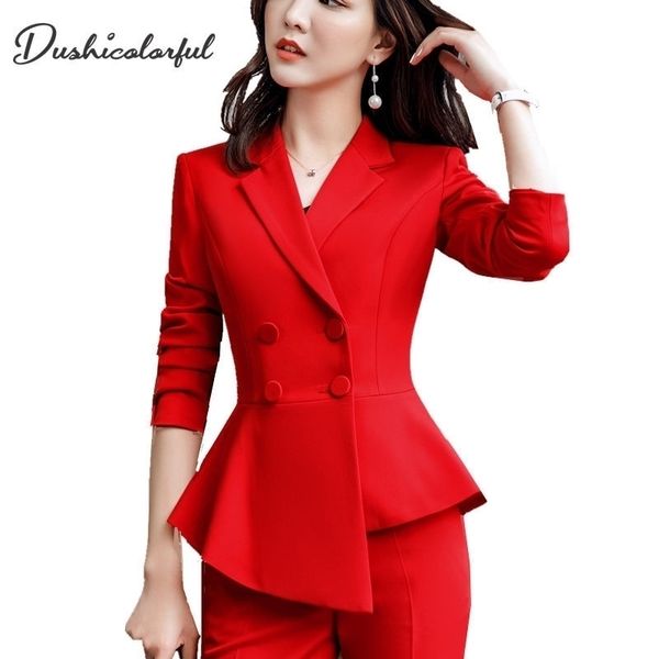 women red blazer slim spring autumn elegant office lady jacket work suit ruffled double breasted blazer solid dushicolorful y200107, White;black
women red blazer slim spring autumn elegant office lady jacket work suit ruffled double breasted blazer solid dushicolorful y200107, White;black