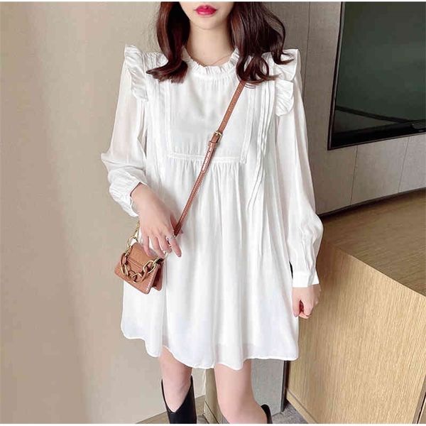 long-sleeved ruffle dress spring wild loose dadongmen korean skirt temperament white skirt jxmyy 210412, Black;gray
long-sleeved ruffle dress spring wild loose dadongmen korean skirt temperament white skirt jxmyy 210412, Black;gray