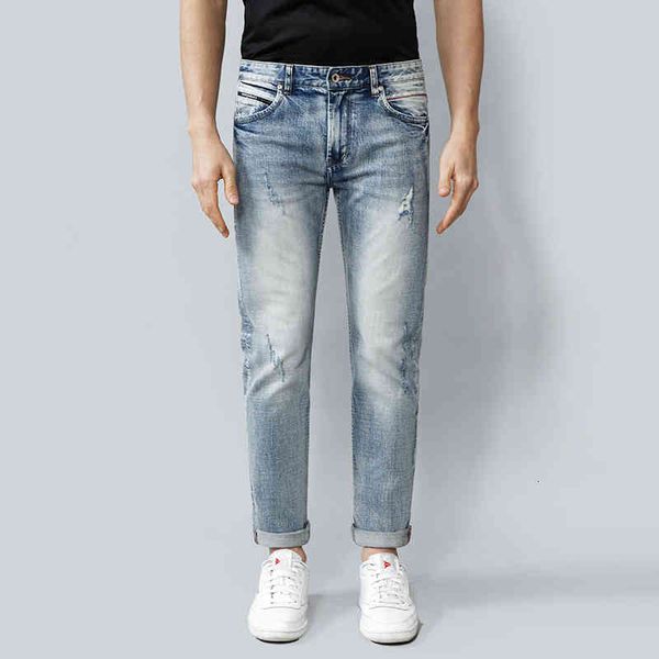 men's jeans light color straight barrel red ear denim jeans men's autumn hole fashion low rise casual long pants szgg, Blue
men's jeans light color straight barrel red ear denim jeans men's autumn hole fashion low rise casual long pants szgg, Blue
