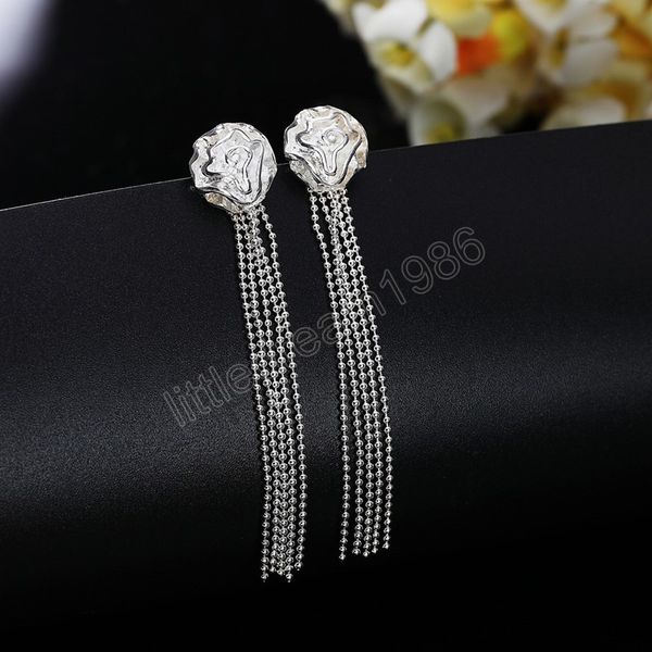 925 silver color dangle earring fashion tassel rose flower earrings for women birthday gift charm jewelry
925 silver color dangle earring fashion tassel rose flower earrings for women birthday gift charm jewelry