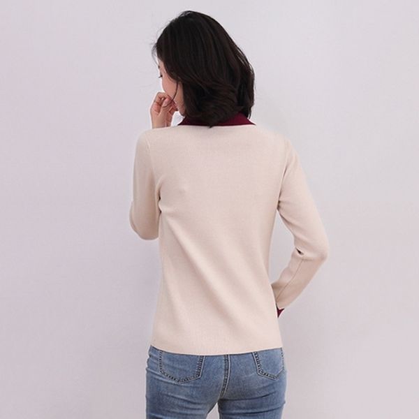 knitted sweater autumn fashion pullover turndown collar contrast color knitwear pull femme women sweaters knit y200910, White;black
knitted sweater autumn fashion pullover turndown collar contrast color knitwear pull femme women sweaters knit y200910, White;black