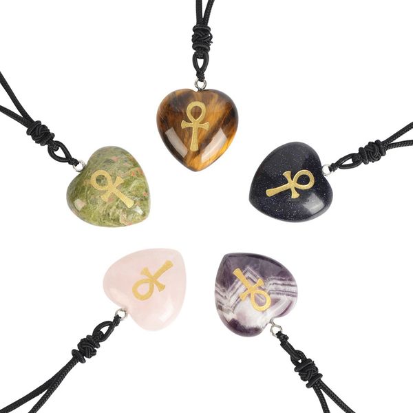 natural stone heart-shape charm pendant necklace handmade carve ankh cross symbol religious jewelry reiki healing crystal amethyst pendant f, Silver
natural stone heart-shape charm pendant necklace handmade carve ankh cross symbol religious jewelry reiki healing crystal amethyst pendant f, Silver