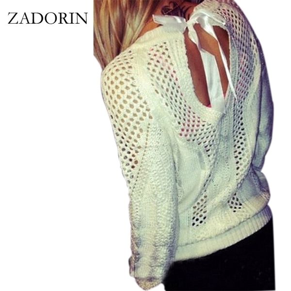 fashion women hollow out pullover backless lace up sweater women knitted pull femme white purple 201201, White;black
fashion women hollow out pullover backless lace up sweater women knitted pull femme white purple 201201, White;black