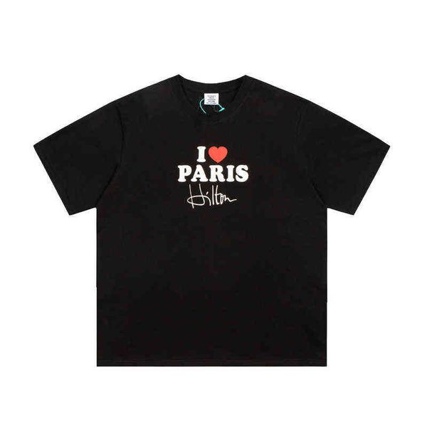 events 2022 summer i love paris letter printed short sleeve men's and women's loose t-shirt fashion, White;black
events 2022 summer i love paris letter printed short sleeve men's and women's loose t-shirt fashion, White;black