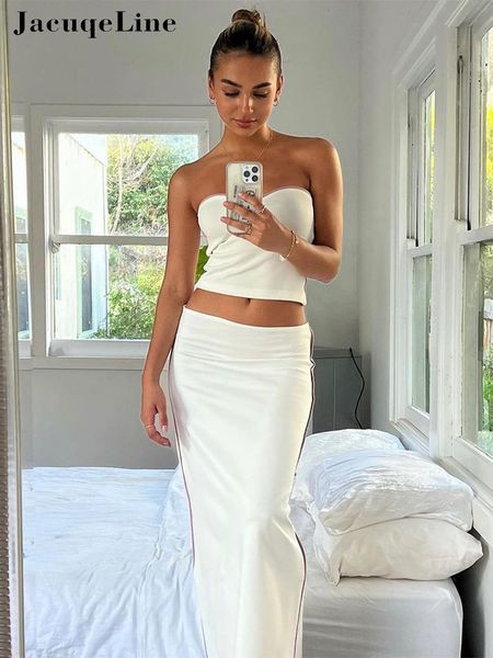 jacuqeline summer y2k elegant midi skirt set women and strapless tank split dress 2 pieces sets casual party club 220510, White
jacuqeline summer y2k elegant midi skirt set women and strapless tank split dress 2 pieces sets casual party club 220510, White