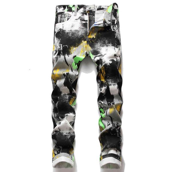 men's jeans fashion brand printed pants elastic men's casual slim fit fashion youth personalized painted jeans z619, Blue
men's jeans fashion brand printed pants elastic men's casual slim fit fashion youth personalized painted jeans z619, Blue