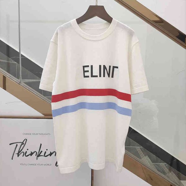 ce home summer new knitted short sleeved t-shirt two stripes contrast color slim fit women's bottom shirt, White;black
ce home summer new knitted short sleeved t-shirt two stripes contrast color slim fit women's bottom shirt, White;black