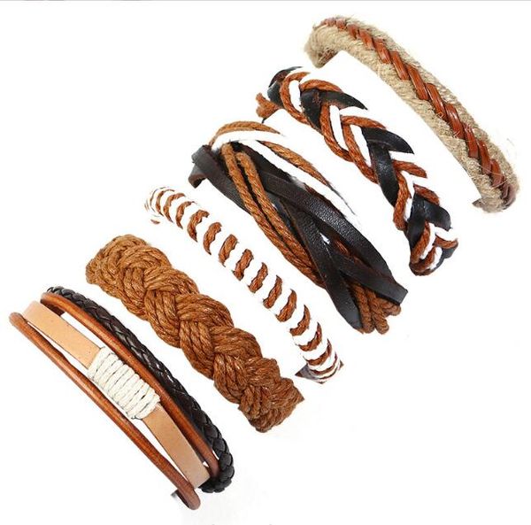 fashion hemp rope series men woman cowhide bracelet diy beaded strands brown wax thread braid combination suit bracelet 6styles/1set, Black
fashion hemp rope series men woman cowhide bracelet diy beaded strands brown wax thread braid combination suit bracelet 6styles/1set, Black