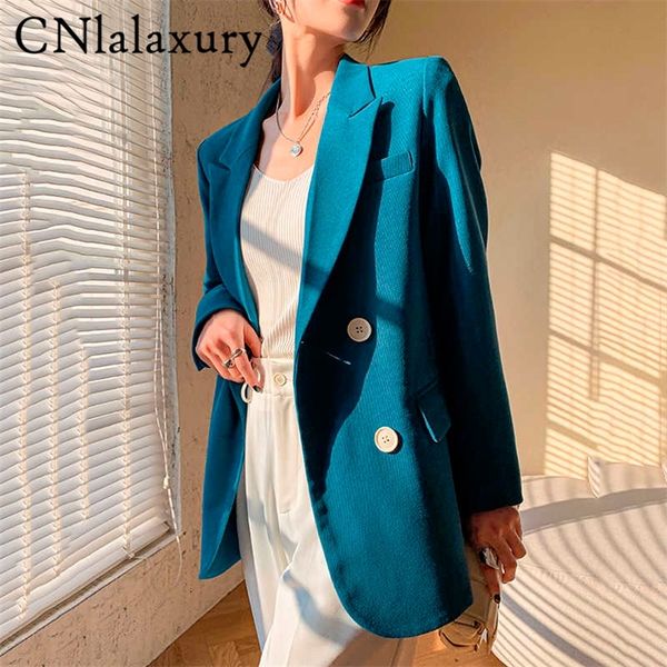 cnlalaxury woman blazer coat blue solid turn down collar long sleeve elegant jackets loose office lady style autumn 220725, White;black
cnlalaxury woman blazer coat blue solid turn down collar long sleeve elegant jackets loose office lady style autumn 220725, White;black