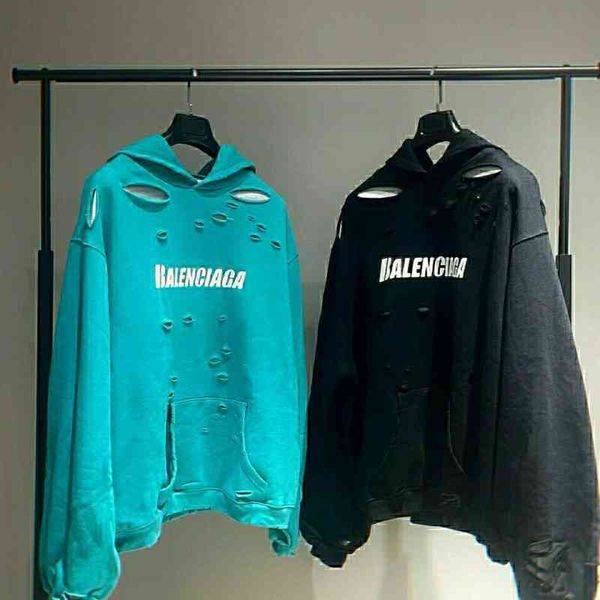2022 designer bal hoodies and coats 21fw crack printed hole fleece two piece set, Black
2022 designer bal hoodies and coats 21fw crack printed hole fleece two piece set, Black