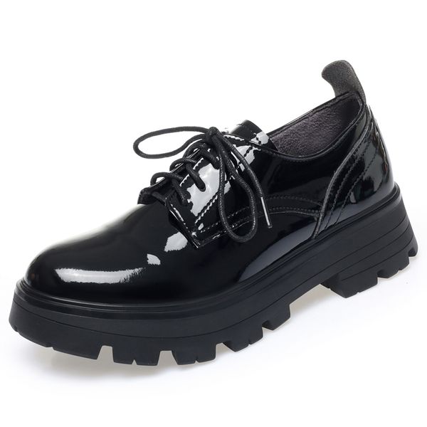 women oxford shoes british style spring genuine leather women loafers new lace-up platform plus size ladies shoes, Black
women oxford shoes british style spring genuine leather women loafers new lace-up platform plus size ladies shoes, Black