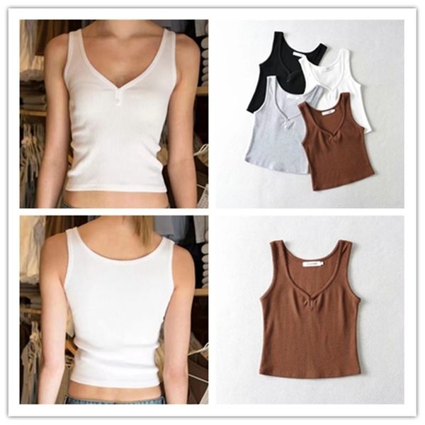 women short tank sling vest female summer clothes sleeveless t-shirt v neck girls camis tee 220316, White
women short tank sling vest female summer clothes sleeveless t-shirt v neck girls camis tee 220316, White