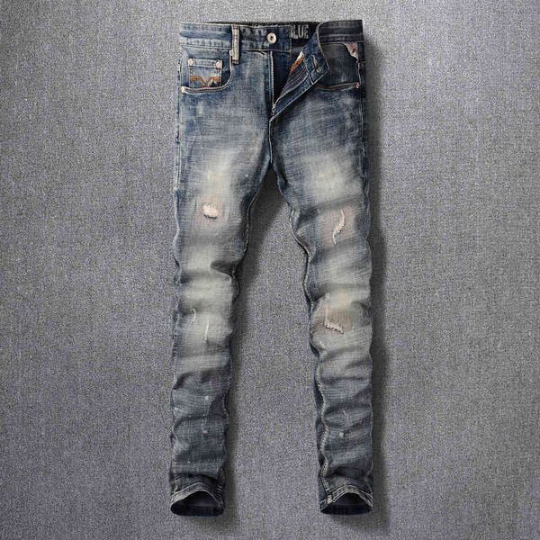 men's jeans fashionable jeans with holes men's fashion beggar patch worn washed slim fitting pants 54jj, Blue
men's jeans fashionable jeans with holes men's fashion beggar patch worn washed slim fitting pants 54jj, Blue