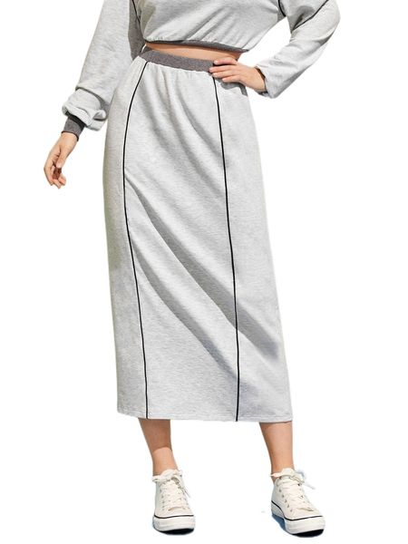 contrast binding slit hem skirt h0t2#, Black
contrast binding slit hem skirt h0t2#, Black