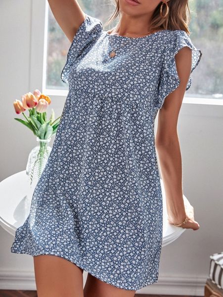 ditsy floral backless smock dress g5jf#, Black;gray