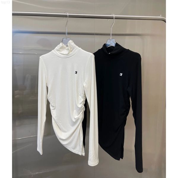 women's knits & tees designer cel22 spring new high collar long sleeve side wrinkle design bottoming shirt letter embroidery female gx2, White
women's knits & tees designer cel22 spring new high collar long sleeve side wrinkle design bottoming shirt letter embroidery female gx2, White