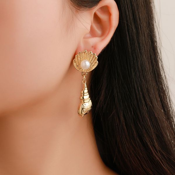 european shell conch pearl tassel dangle earrings ocean wind gold stud earring geometric ear drop for women lady party gift banquet wearing, Silver
european shell conch pearl tassel dangle earrings ocean wind gold stud earring geometric ear drop for women lady party gift banquet wearing, Silver