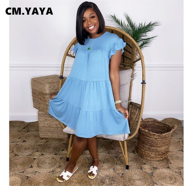 cm.yaya women midi dress solid short ruffles sleeve loose straight mini dresses casual high streetwear summer fashion outfit 220516, Black;gray
cm.yaya women midi dress solid short ruffles sleeve loose straight mini dresses casual high streetwear summer fashion outfit 220516, Black;gray