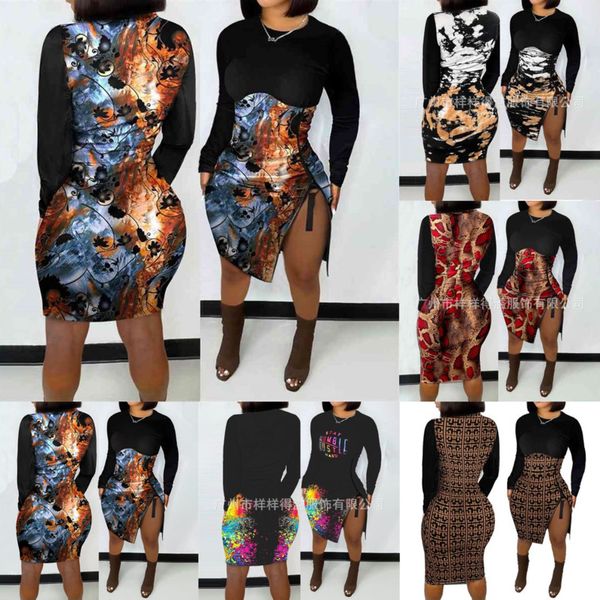 causal dresses womens designer clothing 2022 new fashion printed slit high waist tight thin midi dress, Black;gray
causal dresses womens designer clothing 2022 new fashion printed slit high waist tight thin midi dress, Black;gray