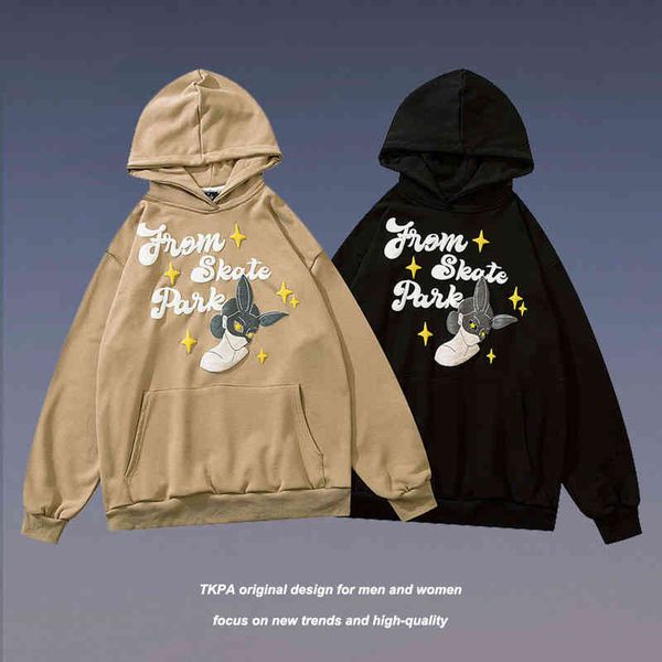 tkpa2022 new fashion brand foaming letter hoodie men's and women's loose couple pullover, Black
tkpa2022 new fashion brand foaming letter hoodie men's and women's loose couple pullover, Black