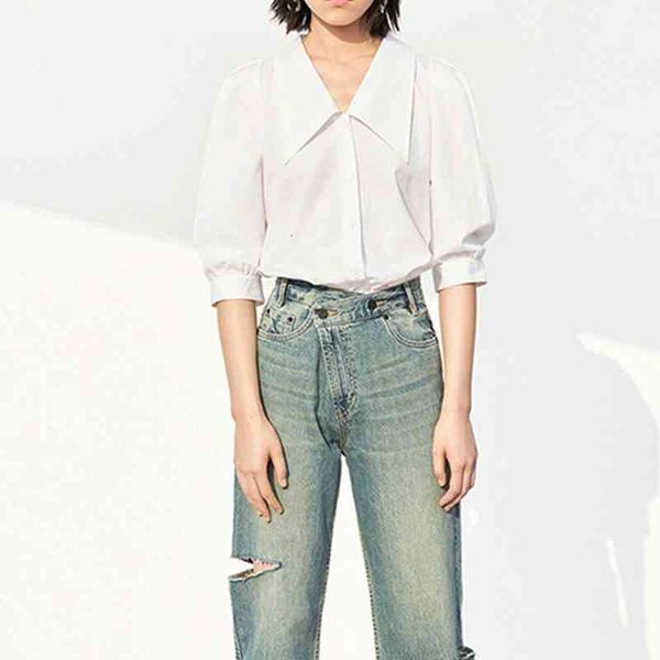 women's polos summer french elegant bubble sleeve pointed collar s high count long staple cotton white shirt women
women's polos summer french elegant bubble sleeve pointed collar s high count long staple cotton white shirt women