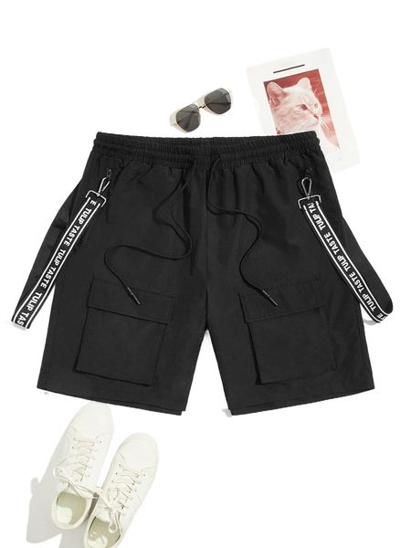 men key holder ribbon cargo shorts h8qu#, White;black