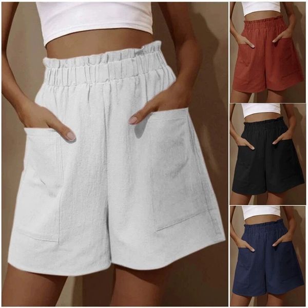 summer cotton linen comfy shorts womens running shorts supper drawstring elastic waist ruffle casual 02, White;black
summer cotton linen comfy shorts womens running shorts supper drawstring elastic waist ruffle casual 02, White;black