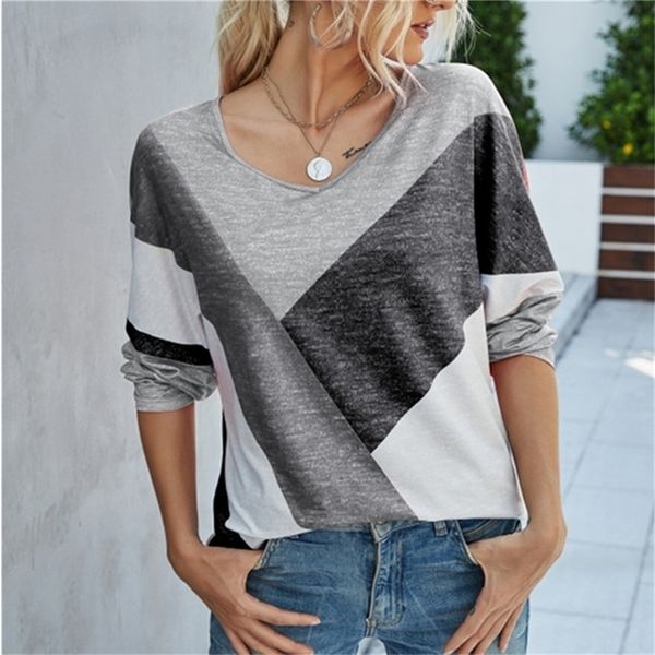 lady v-neck long sleeve loose patchwork print t-shirt spring autumn casual fashion women comfortable pullovers t-shirt 220408, White
lady v-neck long sleeve loose patchwork print t-shirt spring autumn casual fashion women comfortable pullovers t-shirt 220408, White