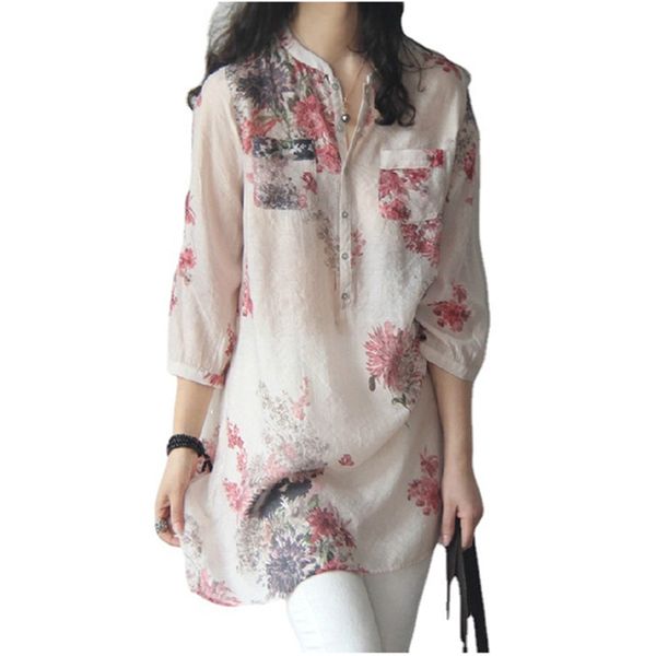 women's t-shirt fashion long women blouse dress summer 2022 sleeve stand collar large size flower print ladies blouse, White
women's t-shirt fashion long women blouse dress summer 2022 sleeve stand collar large size flower print ladies blouse, White