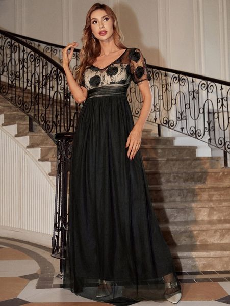 applique mesh backless a-line dress l2j5#, Black;gray
applique mesh backless a-line dress l2j5#, Black;gray