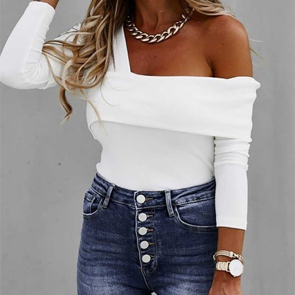 women trendy elegant casual shirt female stylish blouse one shoulder white loose fit long sleeve 210716
women trendy elegant casual shirt female stylish blouse one shoulder white loose fit long sleeve 210716