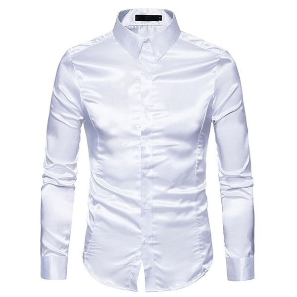 mens white silk shirt fashion satin men social casual slim fit long sleeve dress s male camisa masculina 220322, White;black
mens white silk shirt fashion satin men social casual slim fit long sleeve dress s male camisa masculina 220322, White;black