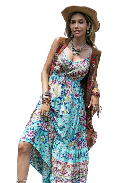 rusttydustty floral print tassel drawstring waist ruffle hem cami dress 37am#, Black;gray
rusttydustty floral print tassel drawstring waist ruffle hem cami dress 37am#, Black;gray
