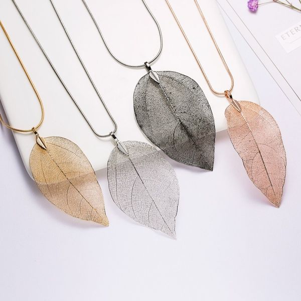 classic design real complete leaf specimen pendant necklace sweater chain necklaces for women gift, Silver
classic design real complete leaf specimen pendant necklace sweater chain necklaces for women gift, Silver
