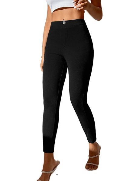 petite solid high waist skinny pants 353q#, Black;white
petite solid high waist skinny pants 353q#, Black;white