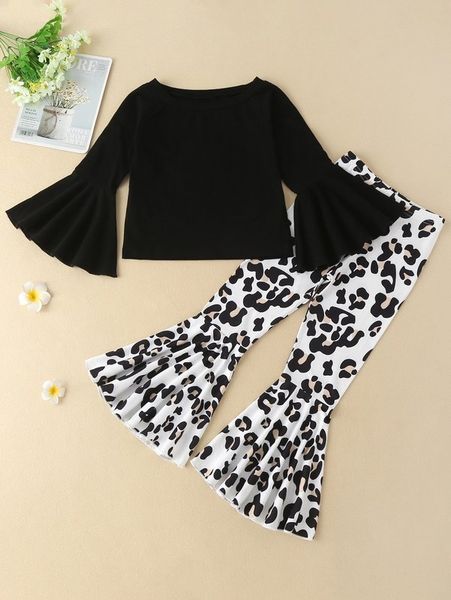 toddler girls flounce sleeve & leopard print flared leg pants she, White
toddler girls flounce sleeve & leopard print flared leg pants she, White