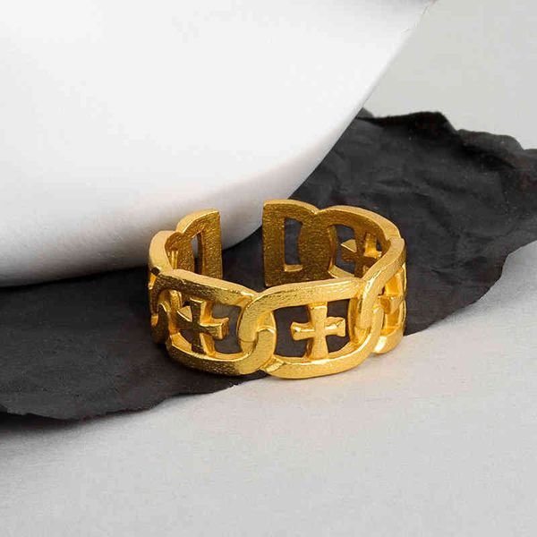 hollow chain net red same cold wind cross opening adjustable card ring female jewelry, Silver
hollow chain net red same cold wind cross opening adjustable card ring female jewelry, Silver