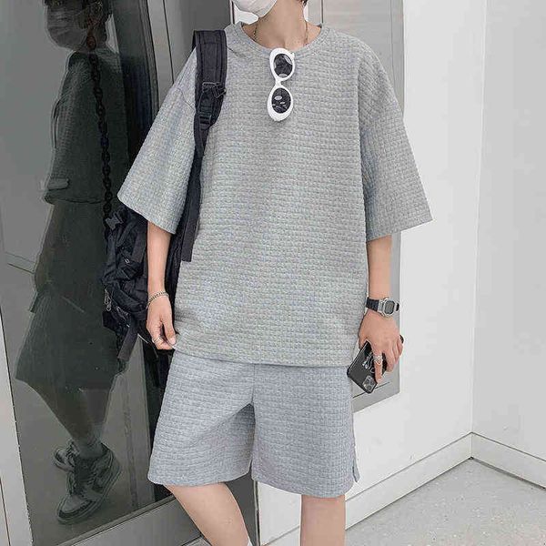 summer waffle t-shirt casual sports suit men's loose solid short sleeve capris two piece set fashion, White;black
summer waffle t-shirt casual sports suit men's loose solid short sleeve capris two piece set fashion, White;black