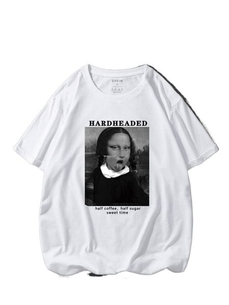 men letter & figure graphic tee g52x#, White;black
men letter & figure graphic tee g52x#, White;black