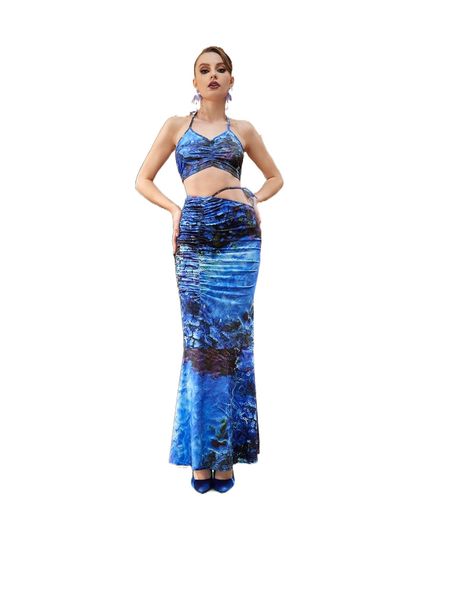 x diliana malaish allover print crop halter & cut out knot side mermaid hem skirt t1os#, White
x diliana malaish allover print crop halter & cut out knot side mermaid hem skirt t1os#, White