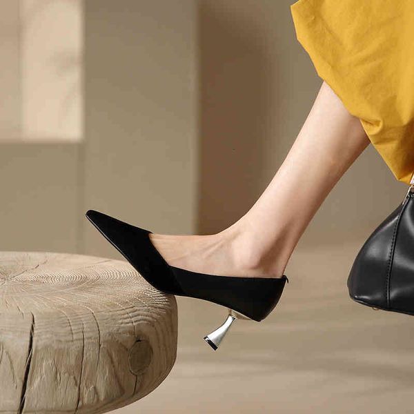 sandals spring women's shoes sheepskin thin heel splicing high s thick pointed fashion single work h4ju, Black
sandals spring women's shoes sheepskin thin heel splicing high s thick pointed fashion single work h4ju, Black