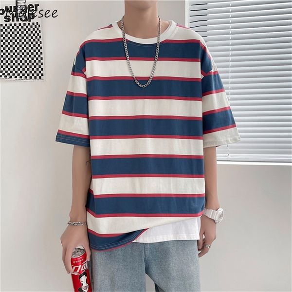 tshirts men striped preppy round neck half sleeve casual cozy males summer chic korean style street wear fashion loose 220608, White;black
tshirts men striped preppy round neck half sleeve casual cozy males summer chic korean style street wear fashion loose 220608, White;black