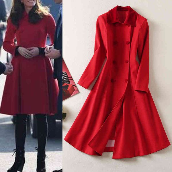 casual dresses autumn british women's style lapel double row button waist skirt red coat, Black;gray
casual dresses autumn british women's style lapel double row button waist skirt red coat, Black;gray