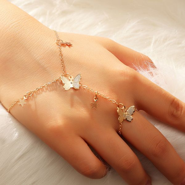 elegant butterfly link chain bracelet connected finger ring charm bracelets for women linked hand harness couple jewelry gifts, Golden;silver
elegant butterfly link chain bracelet connected finger ring charm bracelets for women linked hand harness couple jewelry gifts, Golden;silver