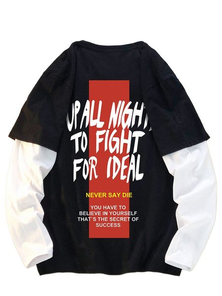 men slogan graphic 2 in 1 tee a1qz#, White;black
