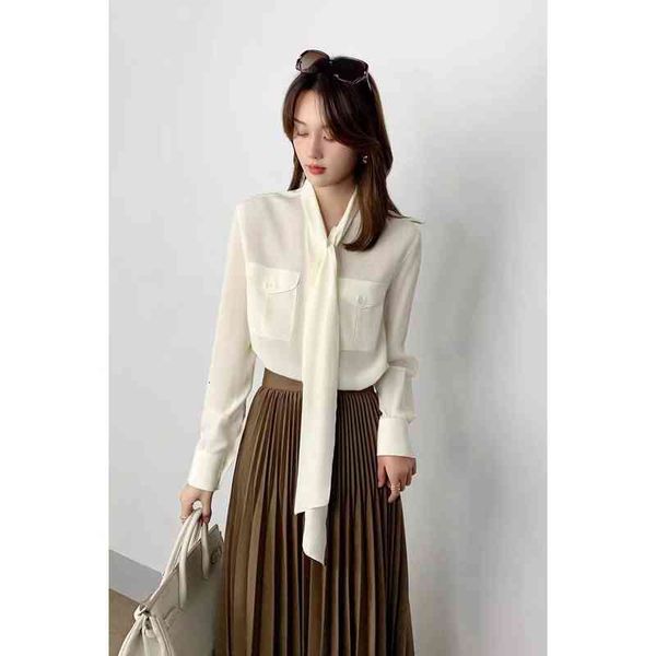 women's polos spring french elegant style collar bow pocket decorative temperament shirt women', White
women's polos spring french elegant style collar bow pocket decorative temperament shirt women', White